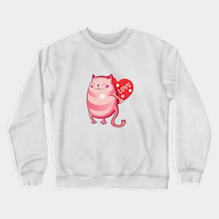 big heart pink cat Crewneck Sweatshirt